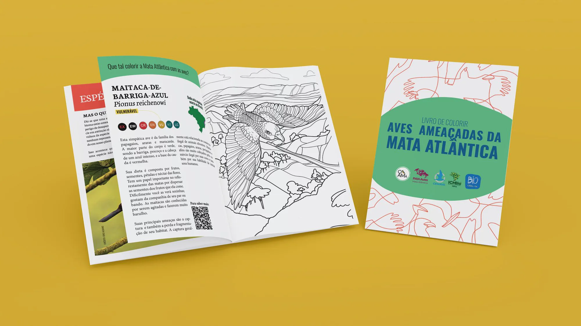 Livreto de colorir - Aves ameaçadas da Mata Atlântica